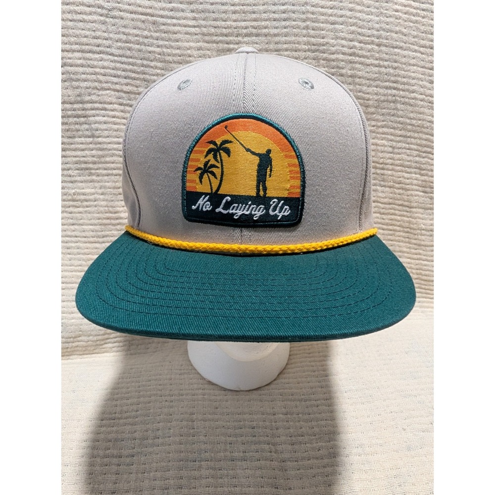 No Laying Up Golf Hat Snapback Grey Teal Rope Patch Mens Baseball Cap